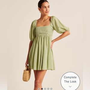 Abercrombie and Fitch Emerson Ruched Puff Sleeve Mini Dress